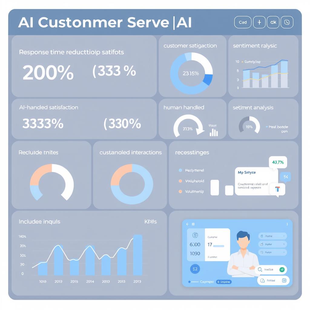 AI-powered customer service dashboard showing reduced response times and increased satisfaction AI-powered customer service dashboard showing reduced response times and increased satisfaction