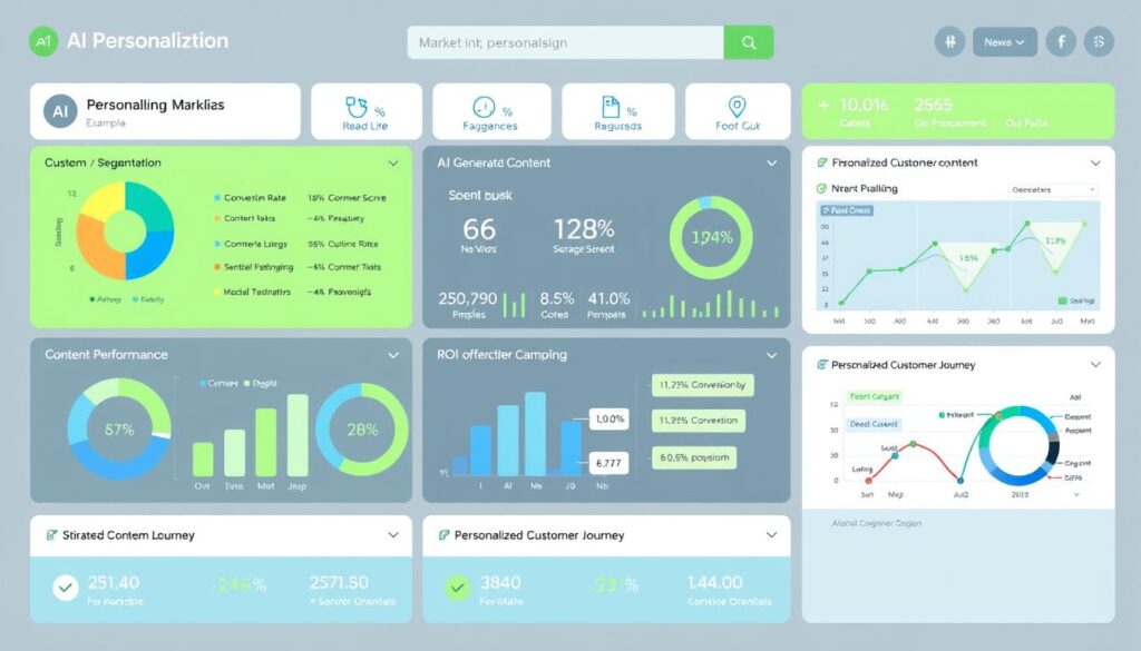 AI-powered marketing personalization showing customer segmentation and content optimization AI-powered marketing personalization showing customer segmentation and content optimization