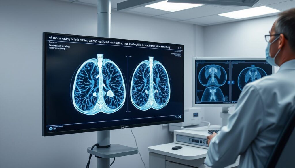 AI system analyzing lung CT scans for early cancer detection AI system analyzing lung CT scans for early cancer detection
