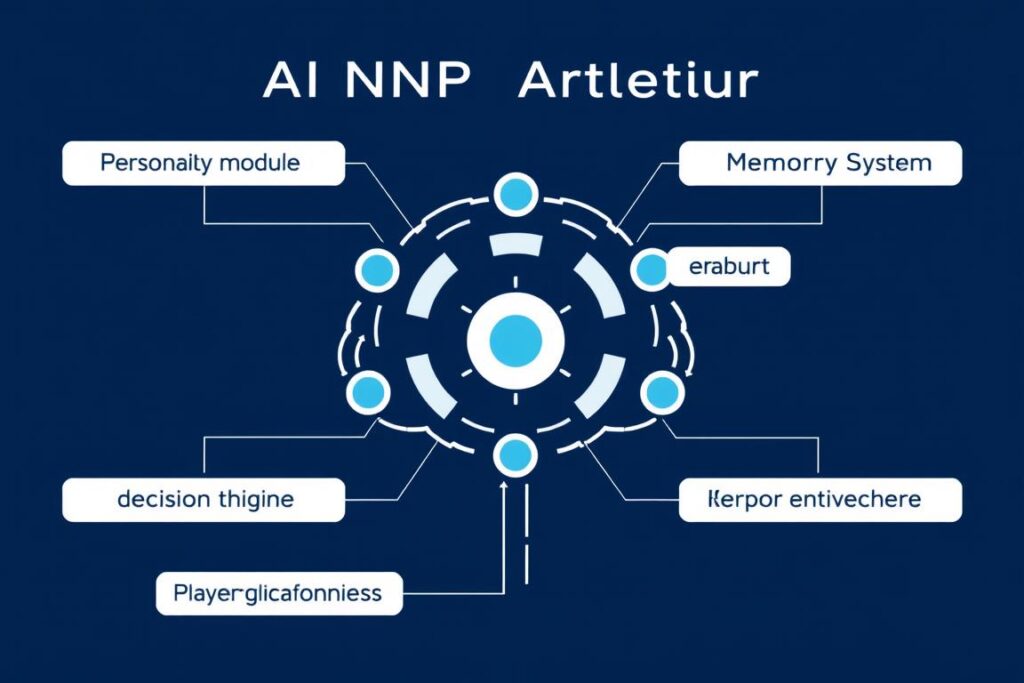 AI video game NPC character engine architecture showing different components AI video game NPC character engine architecture showing different components