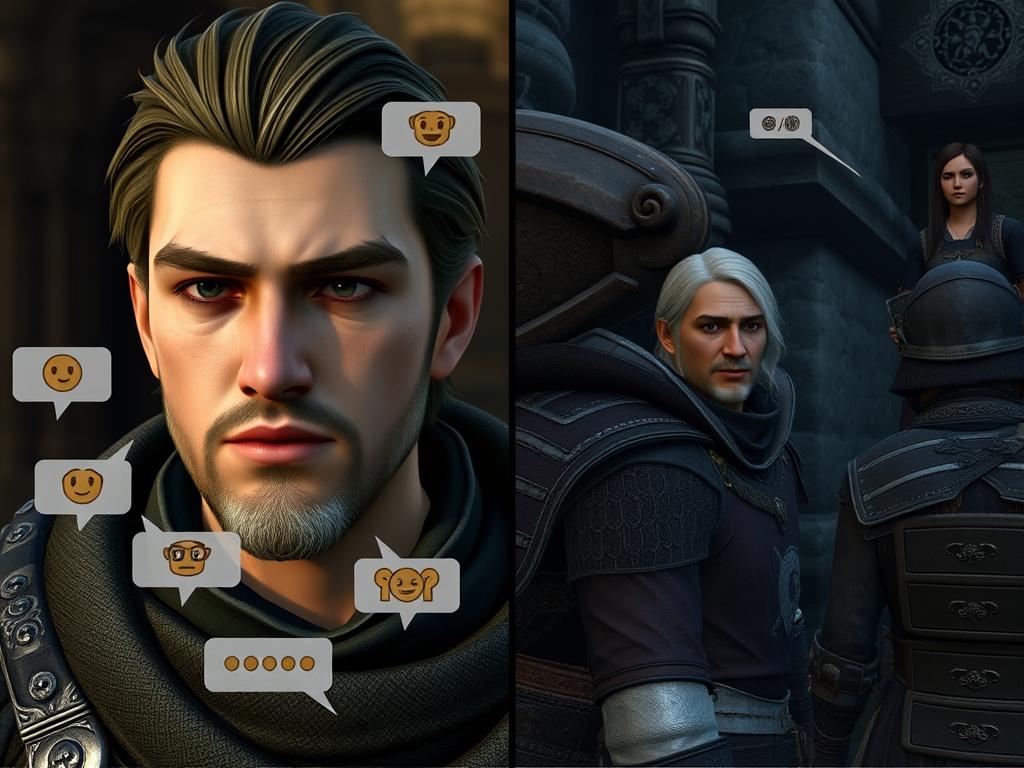 AI video game NPCs demonstrating dynamic dialogue and emotional responses to player actions AI video game NPCs demonstrating dynamic dialogue and emotional responses to player actions
