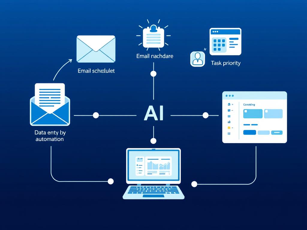 AI virtual assistant workflow showing task automation and management AI virtual assistant workflow showing task automation and management