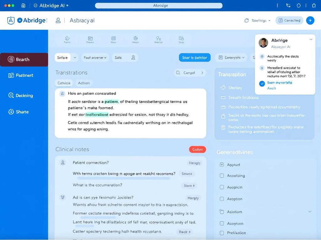 Abridge AI platform dashboard showing clinical documentation features with AI Startups 2025 technology Abridge AI platform dashboard showing clinical documentation features with AI Startups 2025 technology