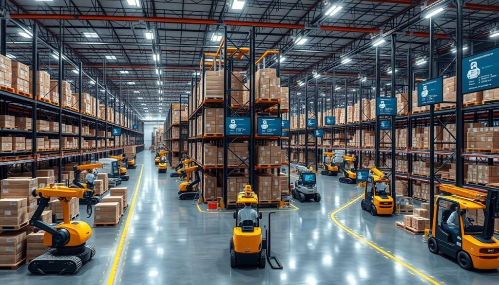 Amazon's advanced AI-powered warehouse robots working in a fulfillment center in 2025 Amazon's advanced AI-powered warehouse robots working in a fulfillment center in 2025