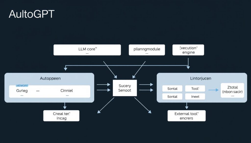 AutoGPT technical architecture diagram showing components and data flow AutoGPT technical architecture diagram showing components and data flow