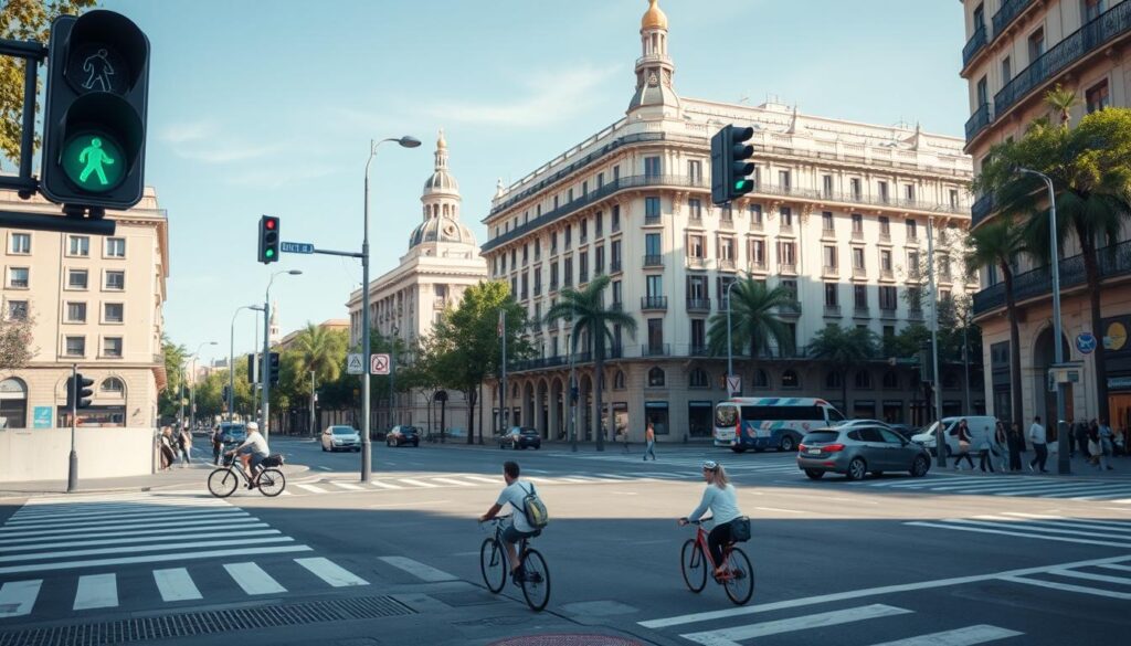 Barcelona's smart intersection with AI-powered traffic management and pedestrian detection Barcelona's smart intersection with AI-powered traffic management and pedestrian detection