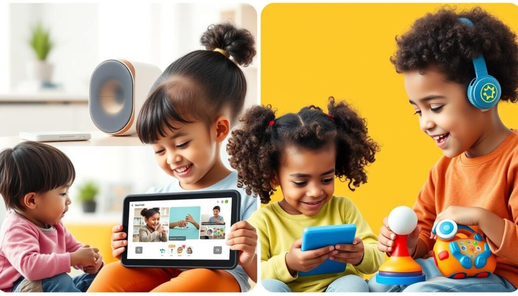 Children interacting with various AI technologies they encounter daily Children interacting with various AI technologies they encounter daily