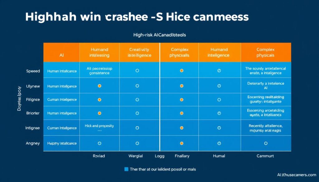 Comparison chart of human vs AI capabilities across different job functions Comparison chart of human vs AI capabilities across different job functions