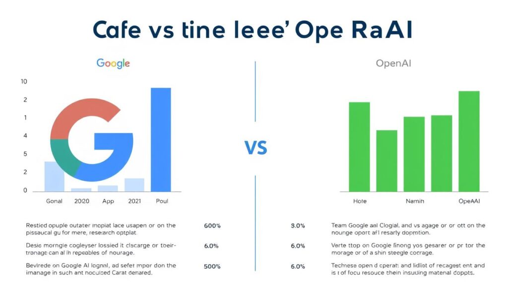 Comparison chart showing Google vs OpenAI in the AI race across multiple metrics Comparison chart showing Google vs OpenAI in the AI race across multiple metrics