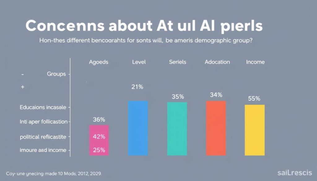 Comparison of Americans worried about AI across different demographic groups Comparison of Americans worried about AI across different demographic groups