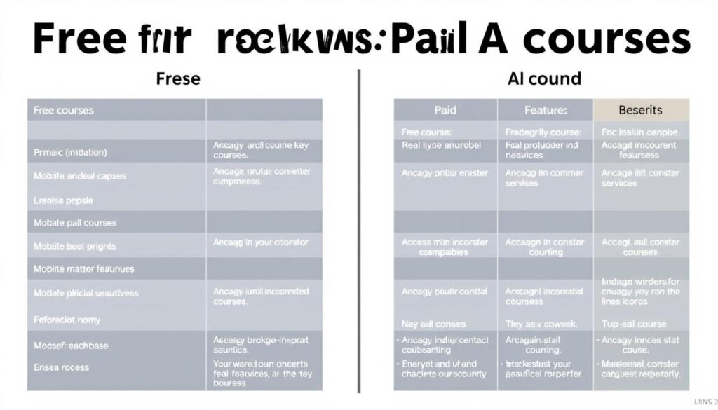 Comparison of free and paid AI courses showing their different features and benefits Comparison of free and paid AI courses showing their different features and benefits