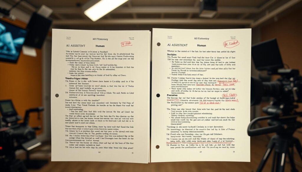 Comparison of human-written and AI-assisted script sections Comparison of human-written and AI-assisted script sections