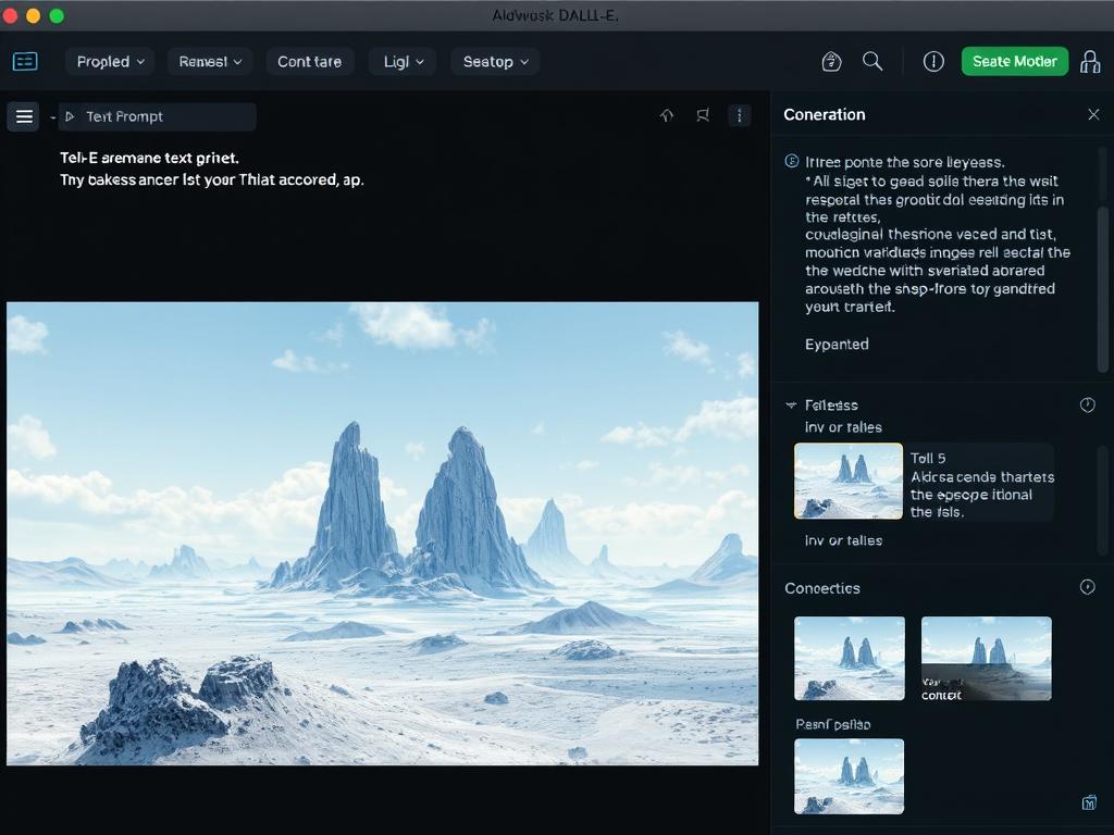 DALL-E generated artwork showing surreal landscape with floating elements, demonstrating AI in art capabilities DALL-E generated artwork showing surreal landscape with floating elements, demonstrating AI in art capabilities