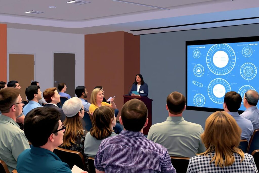 Diverse group of citizens engaging in AI policy discussion Diverse group of citizens engaging in AI policy discussion
