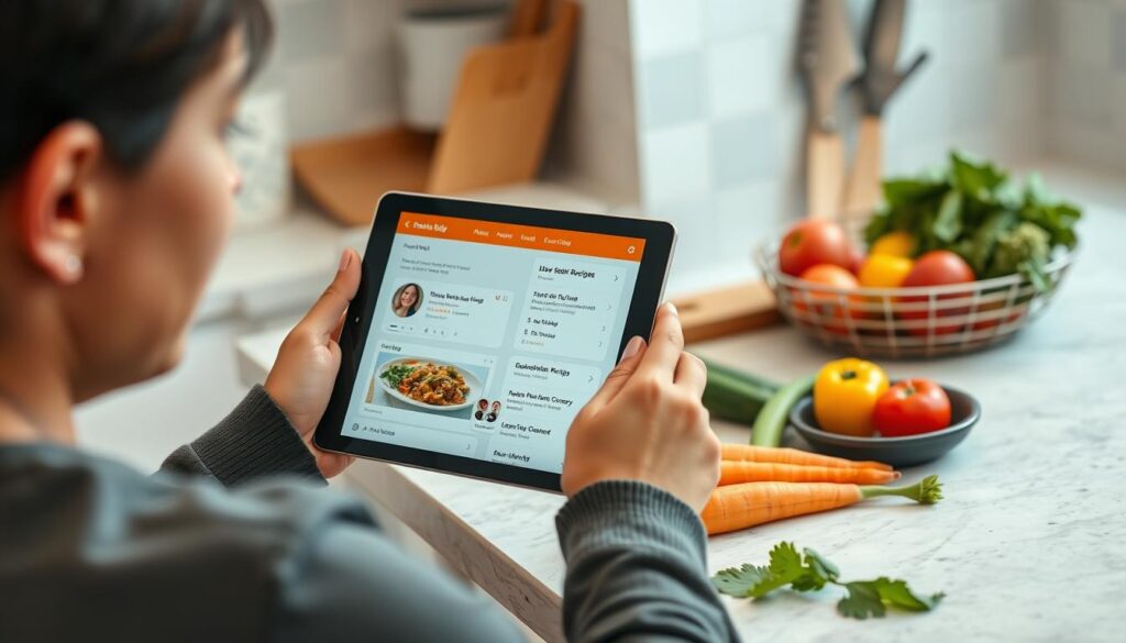 Family meal planning with AI app showing personalized recipe suggestions Family meal planning with AI app showing personalized recipe suggestions