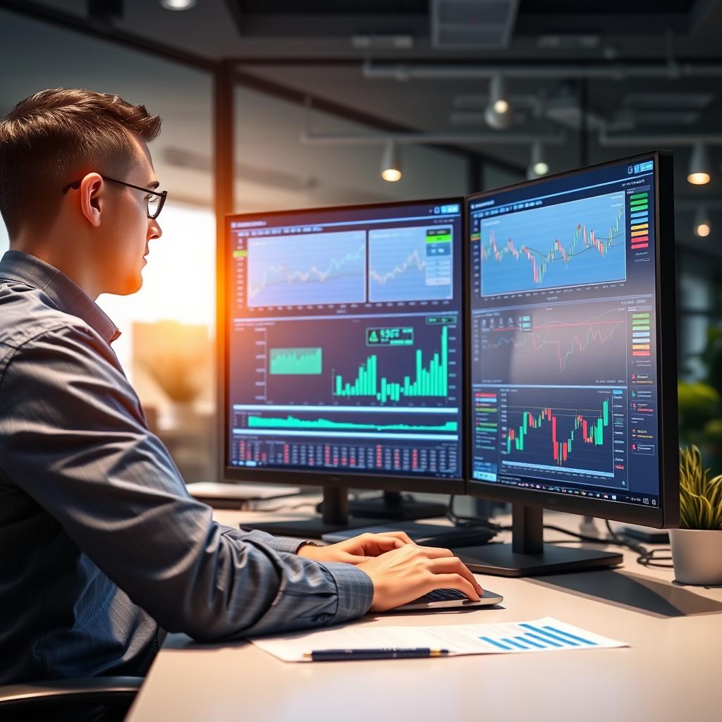 Financial analyst using AI for market prediction and risk assessment Financial analyst using AI for market prediction and risk assessment