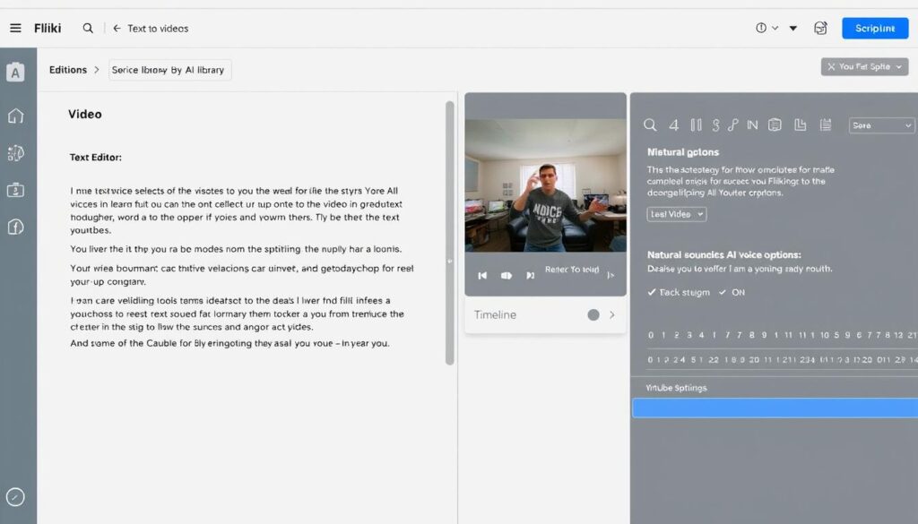 Fliki interface showing text-to-video conversion for YouTube content Fliki interface showing text-to-video conversion for YouTube content