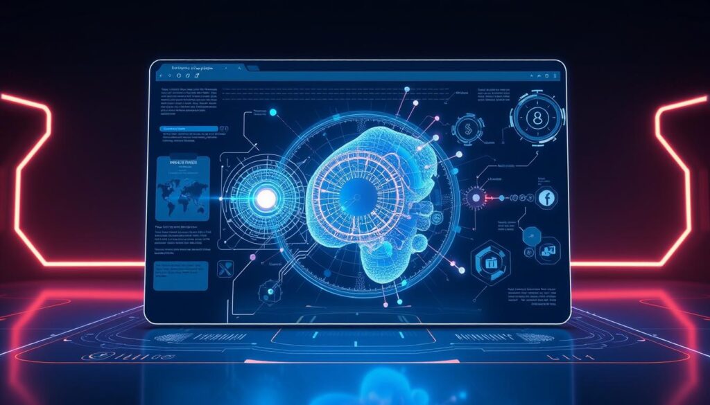 Futuristic browser interface with advanced AI integration Futuristic browser interface with advanced AI integration
