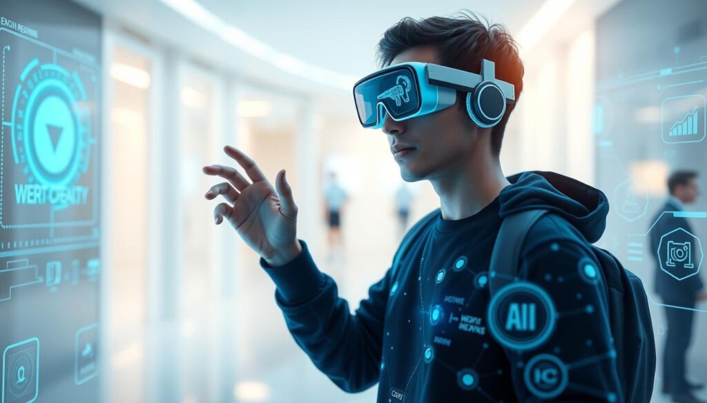 Futuristic visualization of advanced AI in daily life applications Futuristic visualization of advanced AI in daily life applications