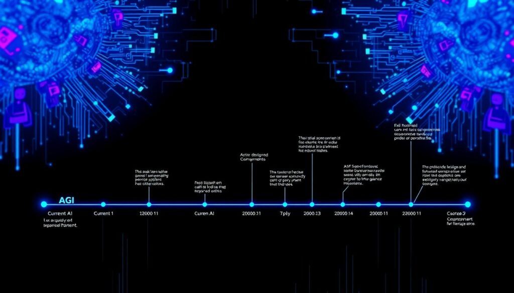 Futuristic visualization of artificial general intelligence development Futuristic visualization of artificial general intelligence development