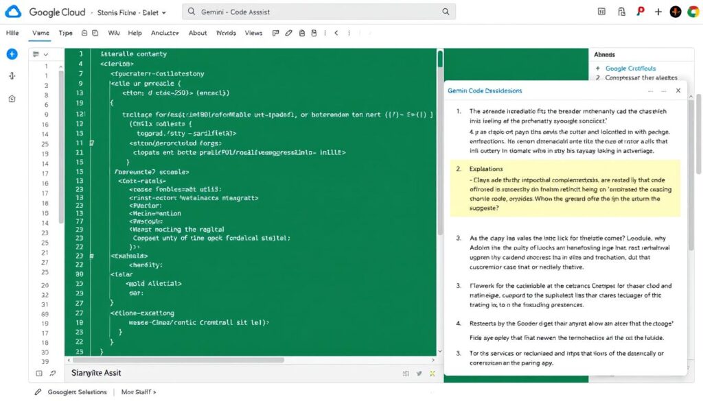 Gemini Code Assist showing code suggestions with citations in Google Cloud environment