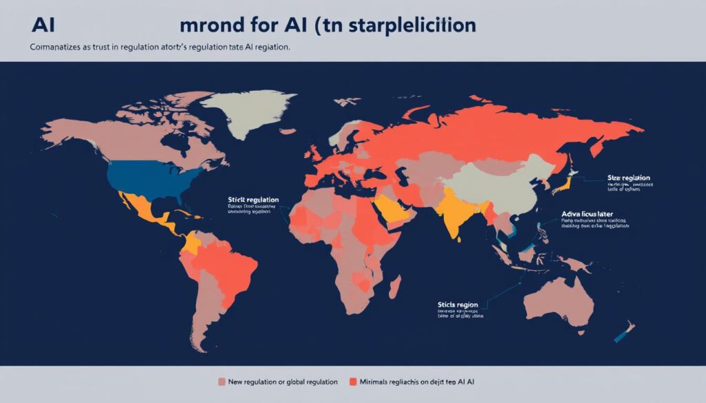 Global map showing different AI regulatory approaches by region Global map showing different AI regulatory approaches by region