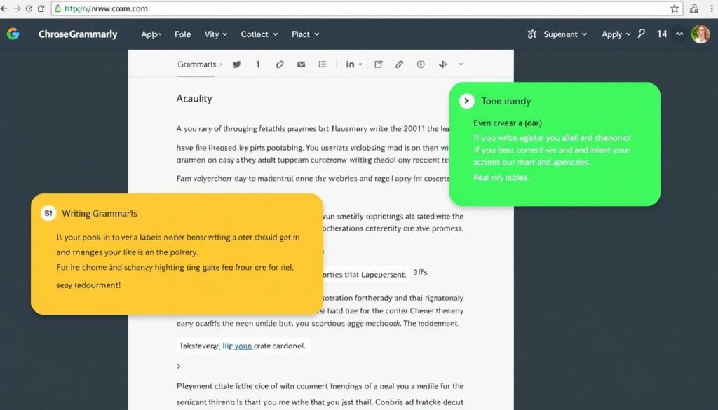 Grammarly AI Chrome extension correcting text with suggestions Grammarly AI Chrome extension correcting text with suggestions