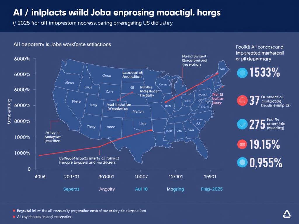 Graph showing increasing AI adoption across US industries and its impact on employment Graph showing increasing AI adoption across US industries and its impact on employment