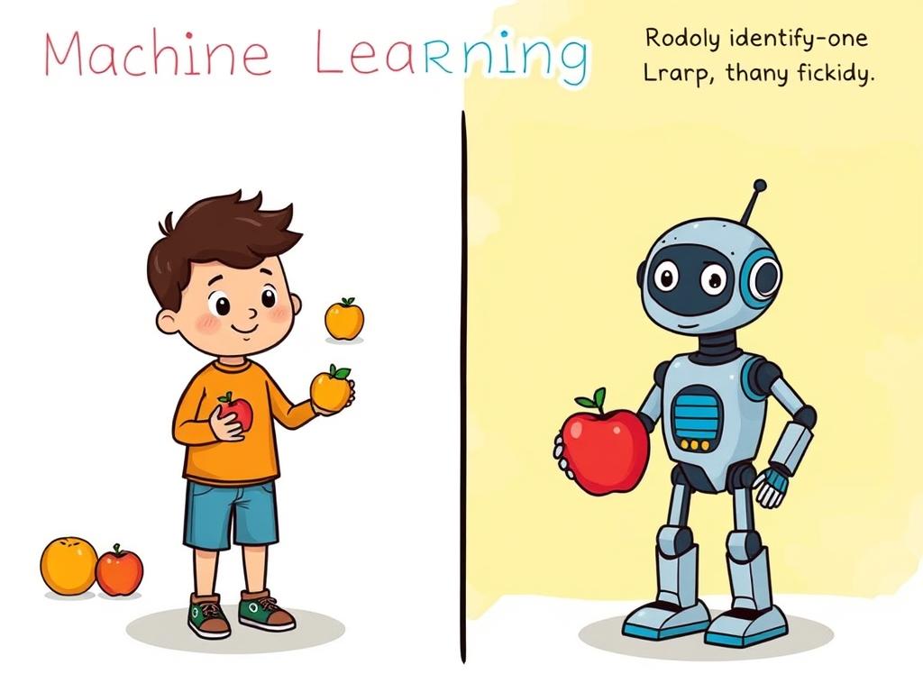 Illustration showing how to talk to kids about artificial intelligence using a learning analogy Illustration showing how to talk to kids about artificial intelligence using a learning analogy