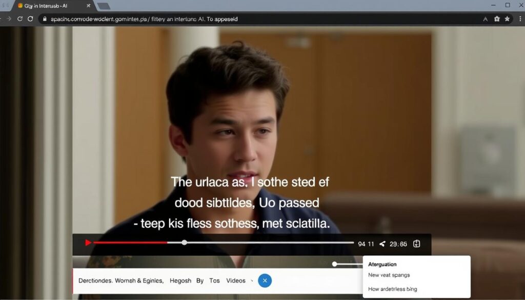 Intersub AI Chrome extension showing dual-language subtitles on video Intersub AI Chrome extension showing dual-language subtitles on video