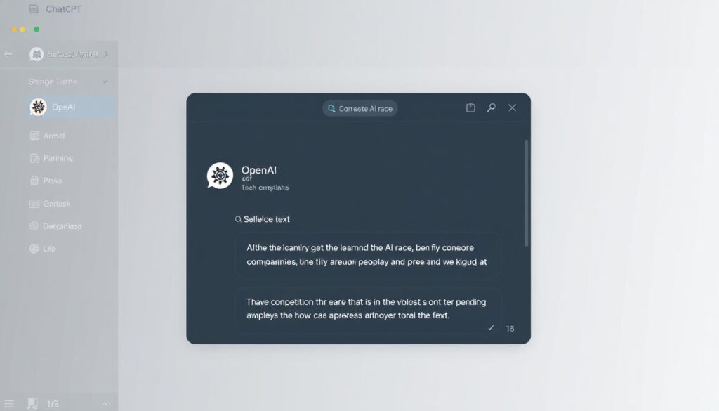 OpenAI's ChatGPT interface showing AI race related conversation OpenAI's ChatGPT interface showing AI race related conversation