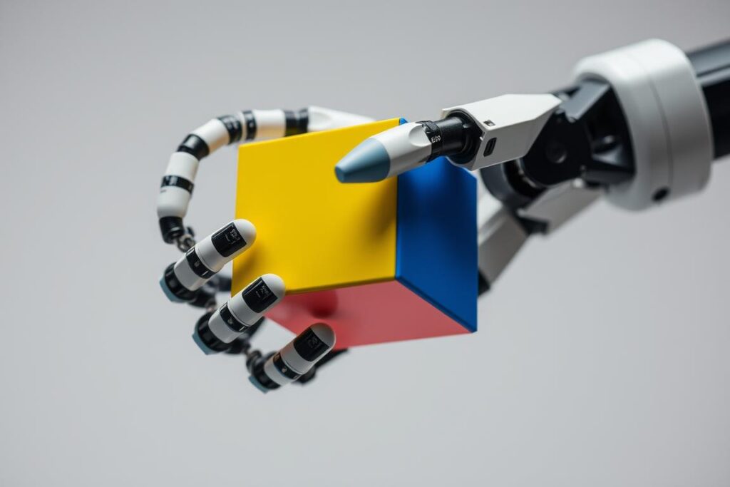 OpenAI's Dactyl robotic hand demonstrating AI teaching robots human-like learning for object manipulation OpenAI's Dactyl robotic hand demonstrating AI teaching robots human-like learning for object manipulation