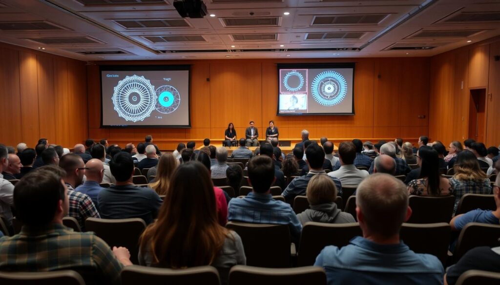 Panel discussion between artists and AI researchers debating the nature of creativity and AI's role in art Panel discussion between artists and AI researchers debating the nature of creativity and AI's role in art