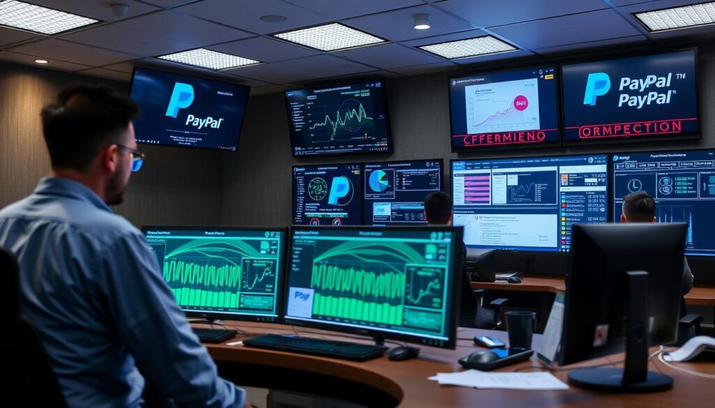 PayPal's AI-powered fraud detection system analyzing transaction patterns PayPal's AI-powered fraud detection system analyzing transaction patterns