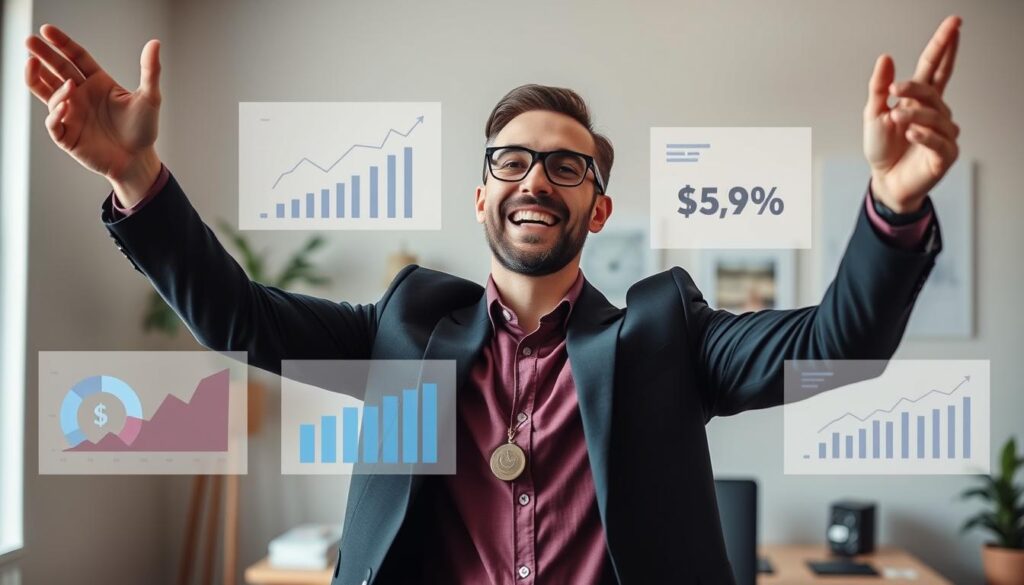Person celebrating cost savings achieved through AI tools in 2025 Person celebrating cost savings achieved through AI tools in 2025