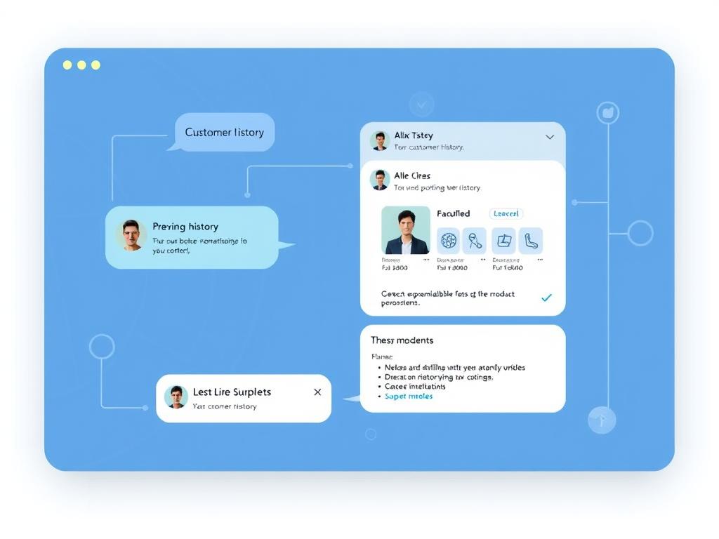 Personalized conversational AI interface showing customer history and tailored recommendations Personalized conversational AI interface showing customer history and tailored recommendations