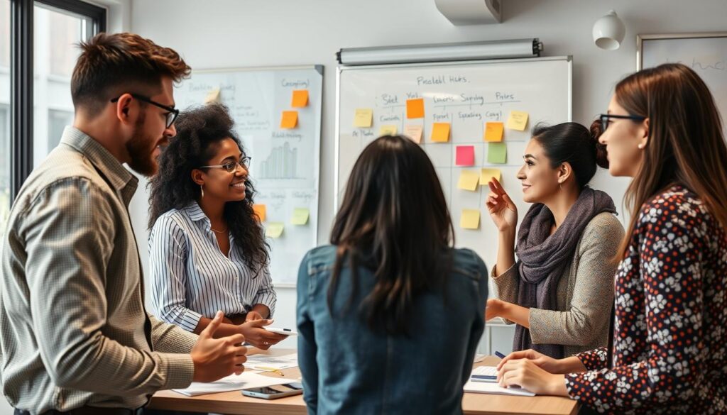 Professional demonstrating emotional intelligence and creative problem-solving in a workplace setting Professional demonstrating emotional intelligence and creative problem-solving in a workplace setting