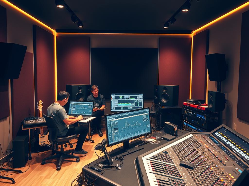 Professional recording studio using AI music tools Professional recording studio using AI music tools