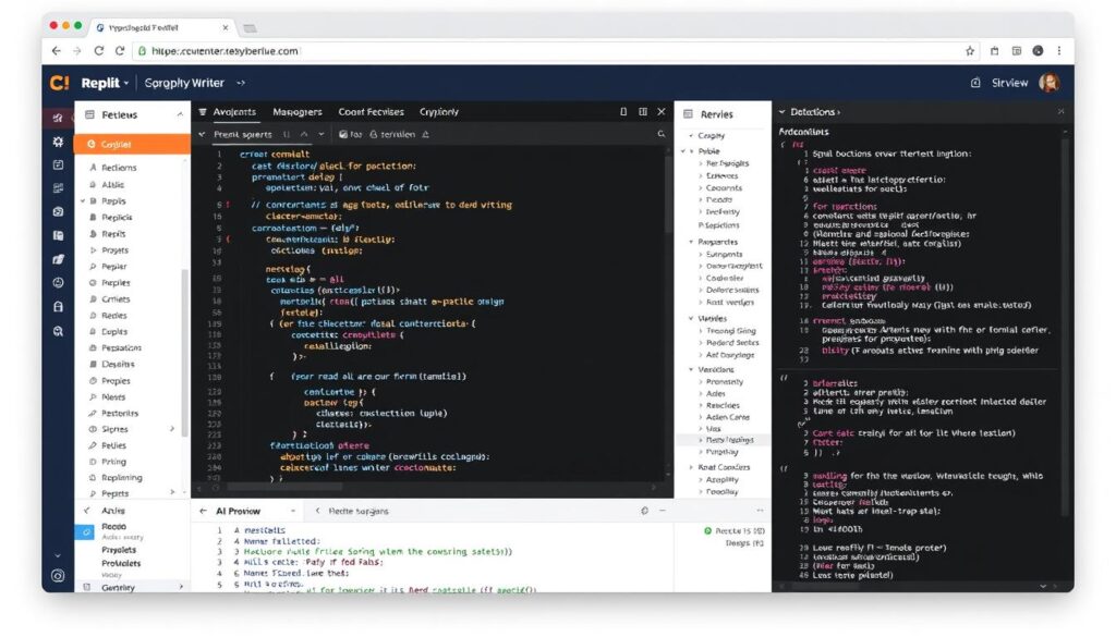 Replit interface showing collaborative coding with AI assistance