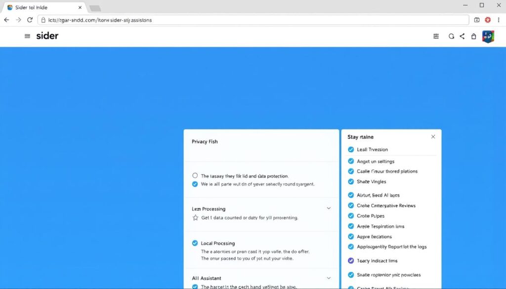 Sider AI Chrome extension with privacy features highlighted Sider AI Chrome extension with privacy features highlighted