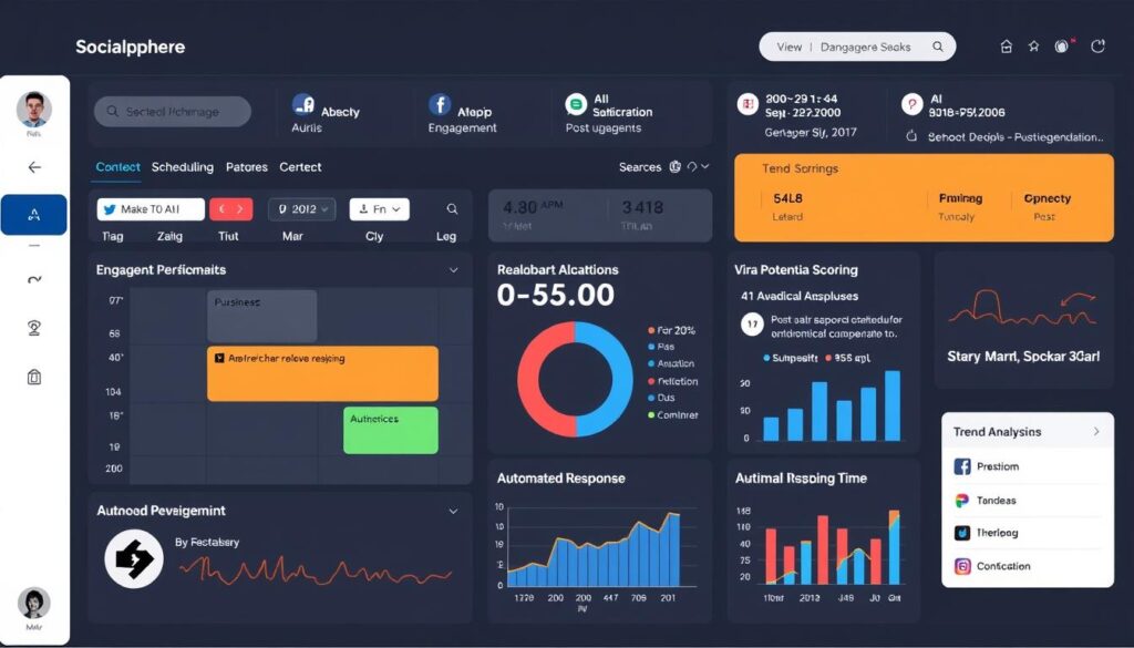 SocialSphere AI dashboard showing automated social media tools for content creators in 2025 SocialSphere AI dashboard showing automated social media tools for content creators in 2025