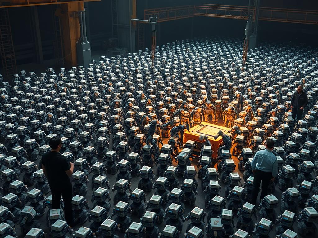 Swarm robotics with hundreds of small AI-powered robots working together in 2029 Swarm robotics with hundreds of small AI-powered robots working together in 2029