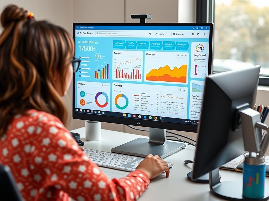 Teacher analyzing AI-generated student performance dashboard showing learning patterns and intervention recommendations Teacher analyzing AI-generated student performance dashboard showing learning patterns and intervention recommendations