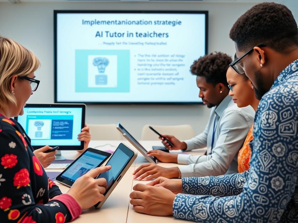 Teachers participating in AI tutor training workshop with hands-on practice Teachers participating in AI tutor training workshop with hands-on practice