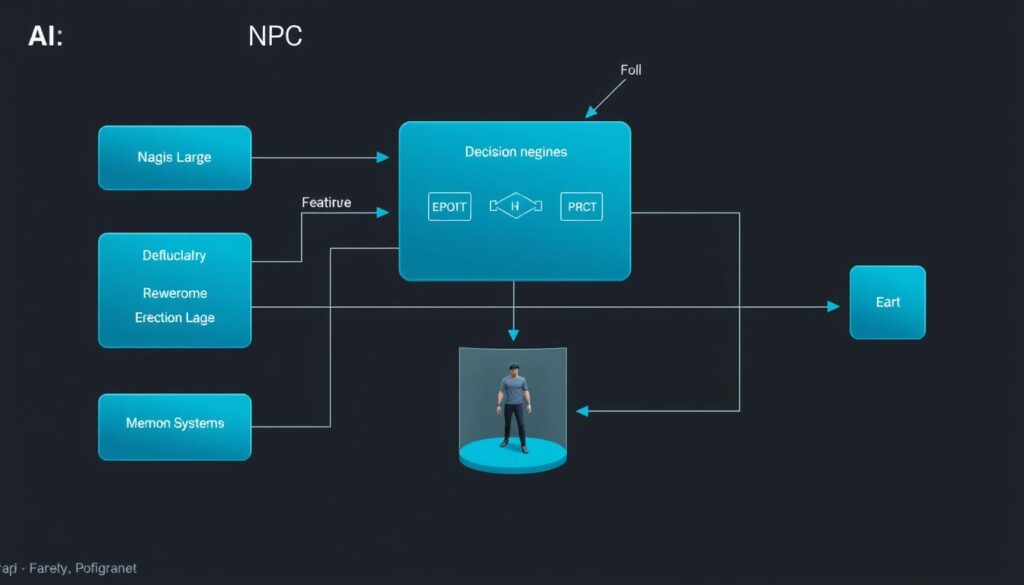 Technical diagram showing how AI models power video game NPCs Technical diagram showing how AI models power video game NPCs