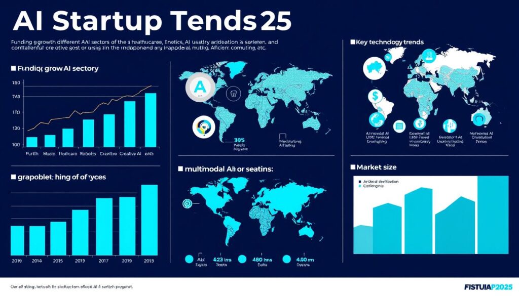 Visual representation of AI startup trends for 2025 showing growth sectors with AI Startups 2025 technology Visual representation of AI startup trends for 2025 showing growth sectors with AI Startups 2025 technology