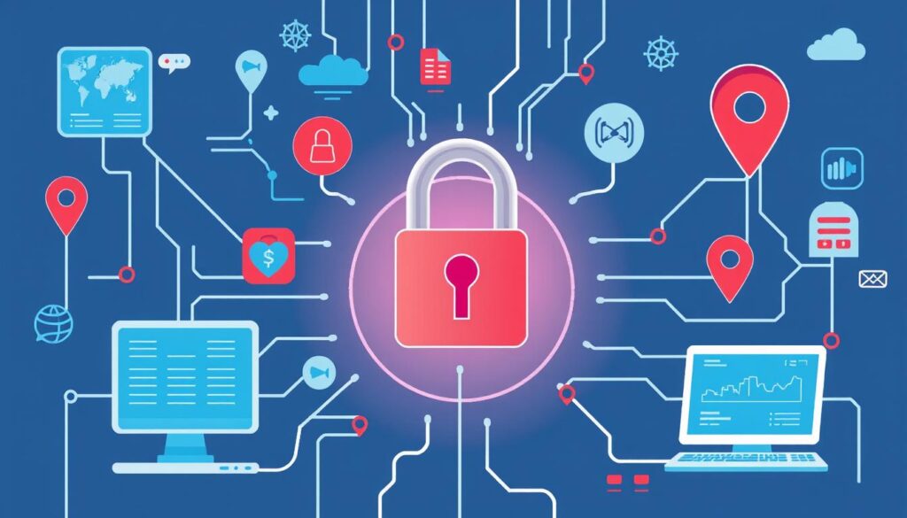 Visualization of data privacy concerns with AI systems accessing personal information Visualization of data privacy concerns with AI systems accessing personal information
