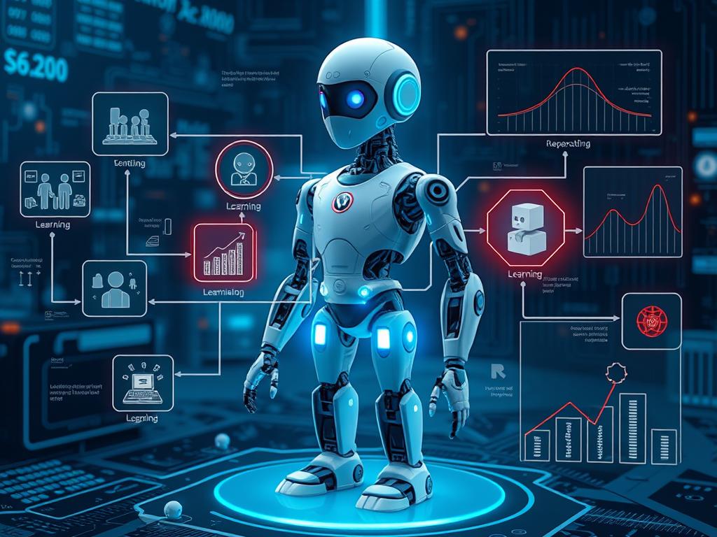 Visualization of meta-learning process showing AI teaching robots human-like learning adaptability Visualization of meta-learning process showing AI teaching robots human-like learning adaptability