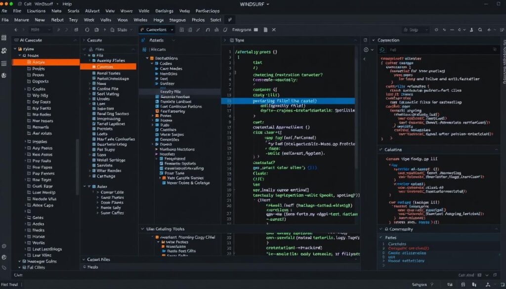 Windsurf IDE showing Cascade technology with AI code generation