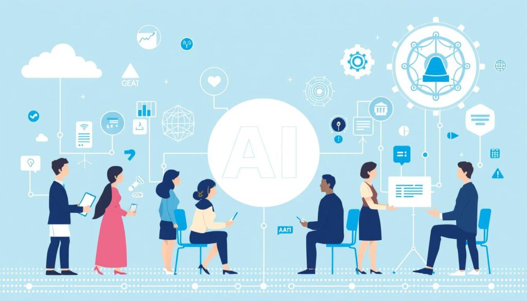 Forward-looking image of balanced human-AI collaboration with ethical considerations